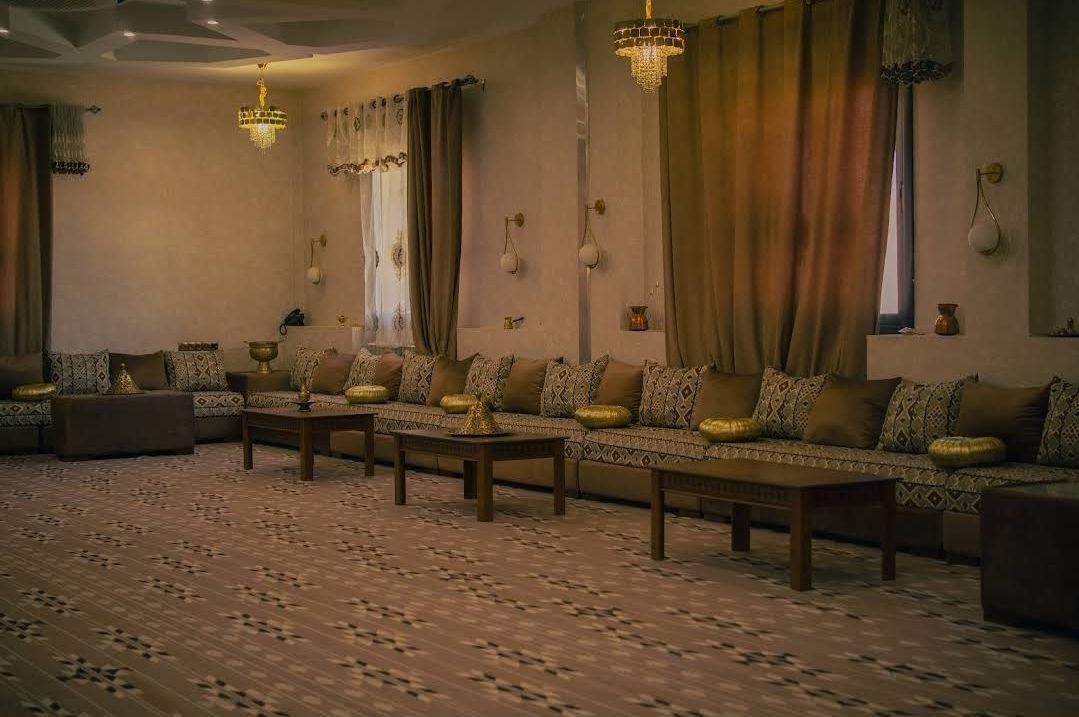 Traditional Algerian salon with chandeliers and floor seating